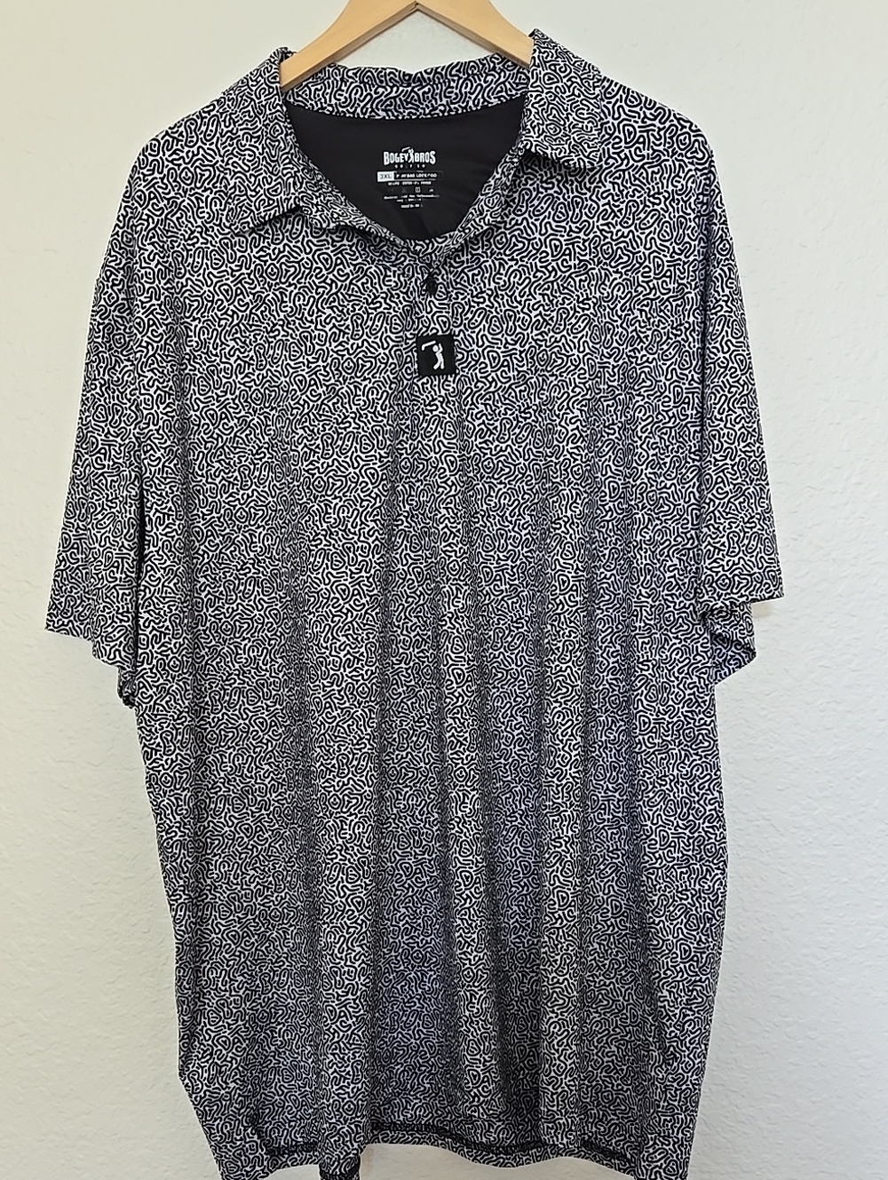 Bogey Bros Black & White Micro Pattern Golf Polo